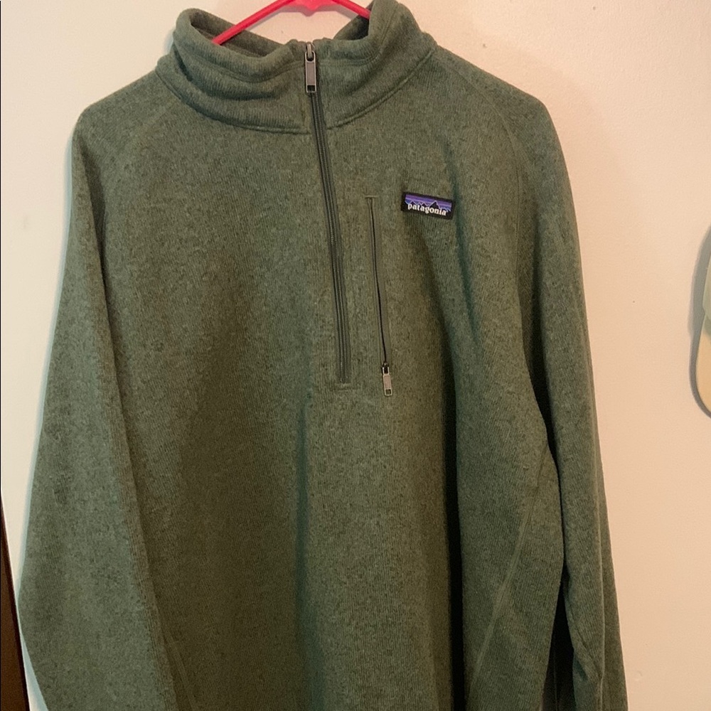 Patagonia Green Zip Up Sweater Fleece Texture